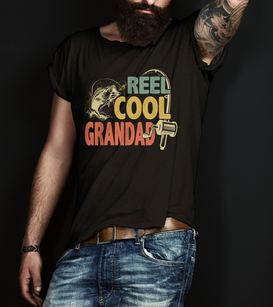 Reel Cool Grandad Retro Vintage Fishing T-Shirt