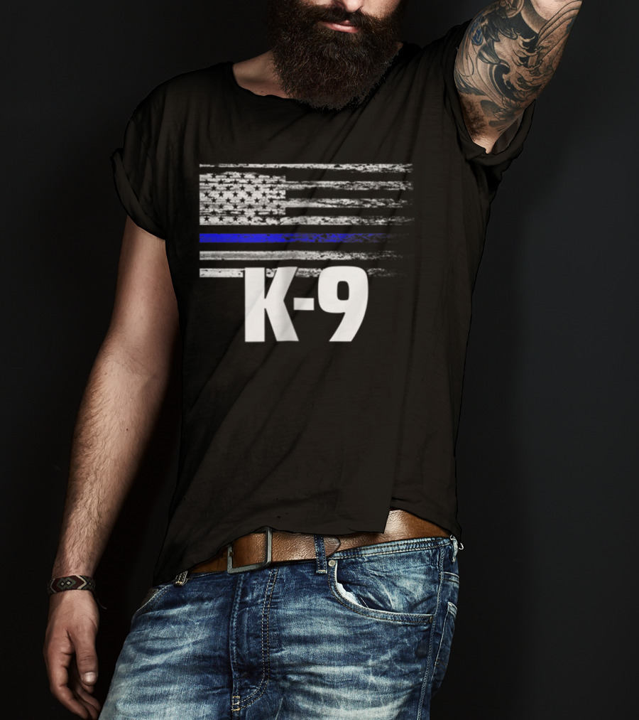 K-9 Police USA Flag Law Enforcement Officer LEO Cops T-Shirt