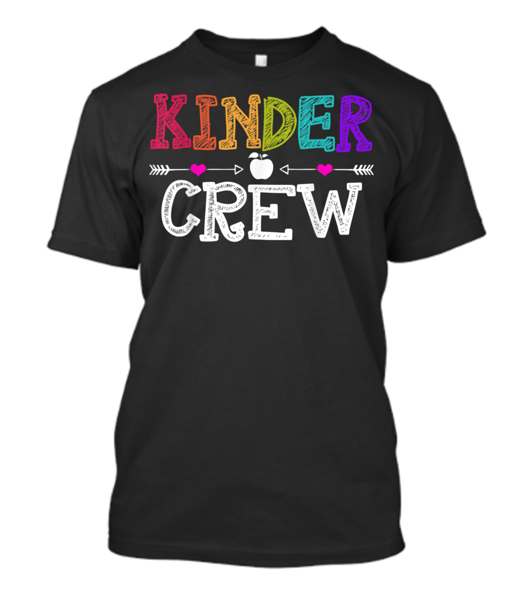 Kindergarten Teacher Kinder Crew Apple Hearts Arrows Colorful Last Day T-Shirt