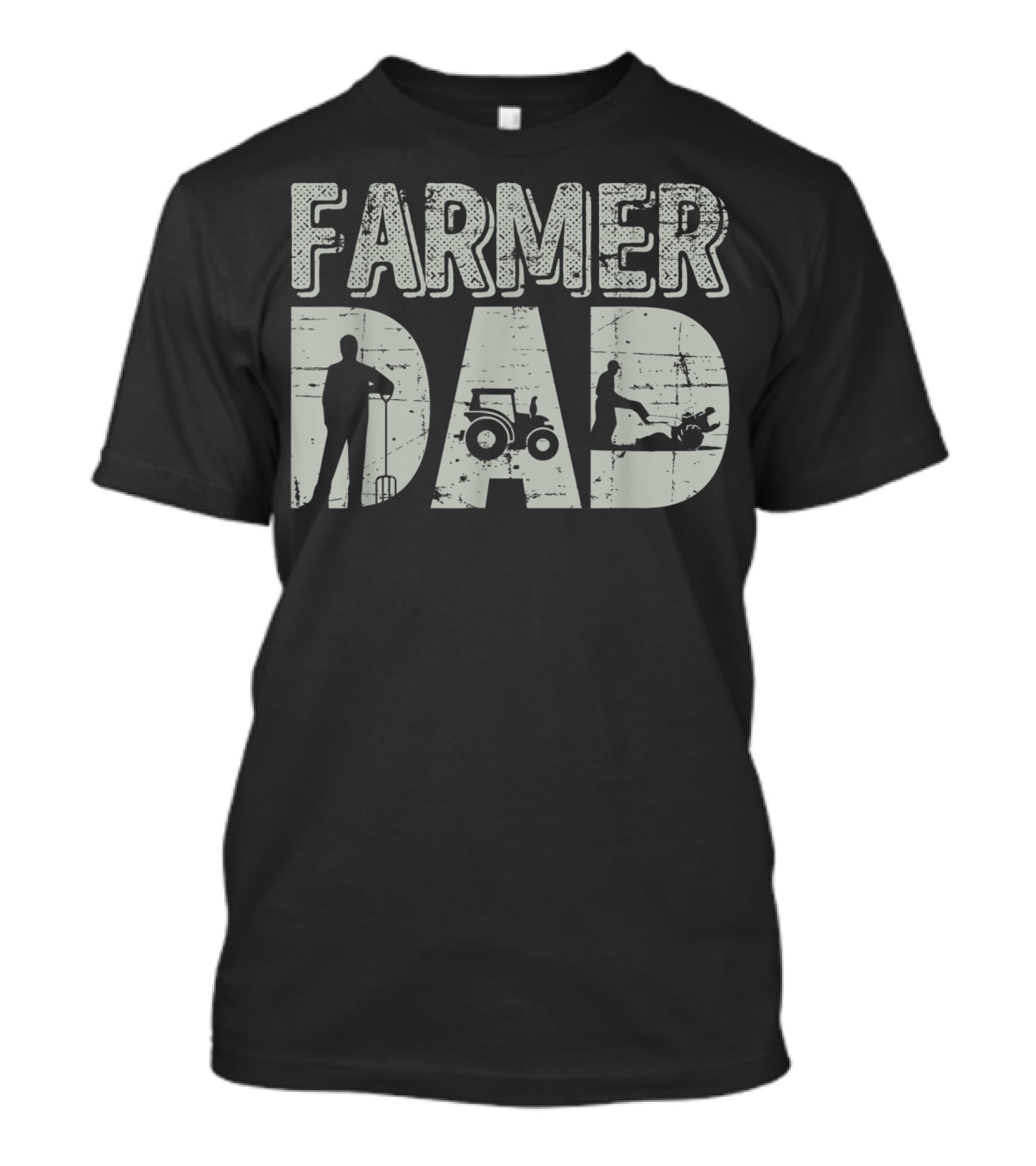 Farmer Dad Farming Tractor And Pitchfork T-Shirt