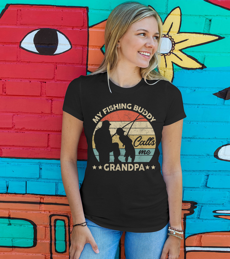 My Fishing Buddy Calls Me Grandpa Retro T-Shirt