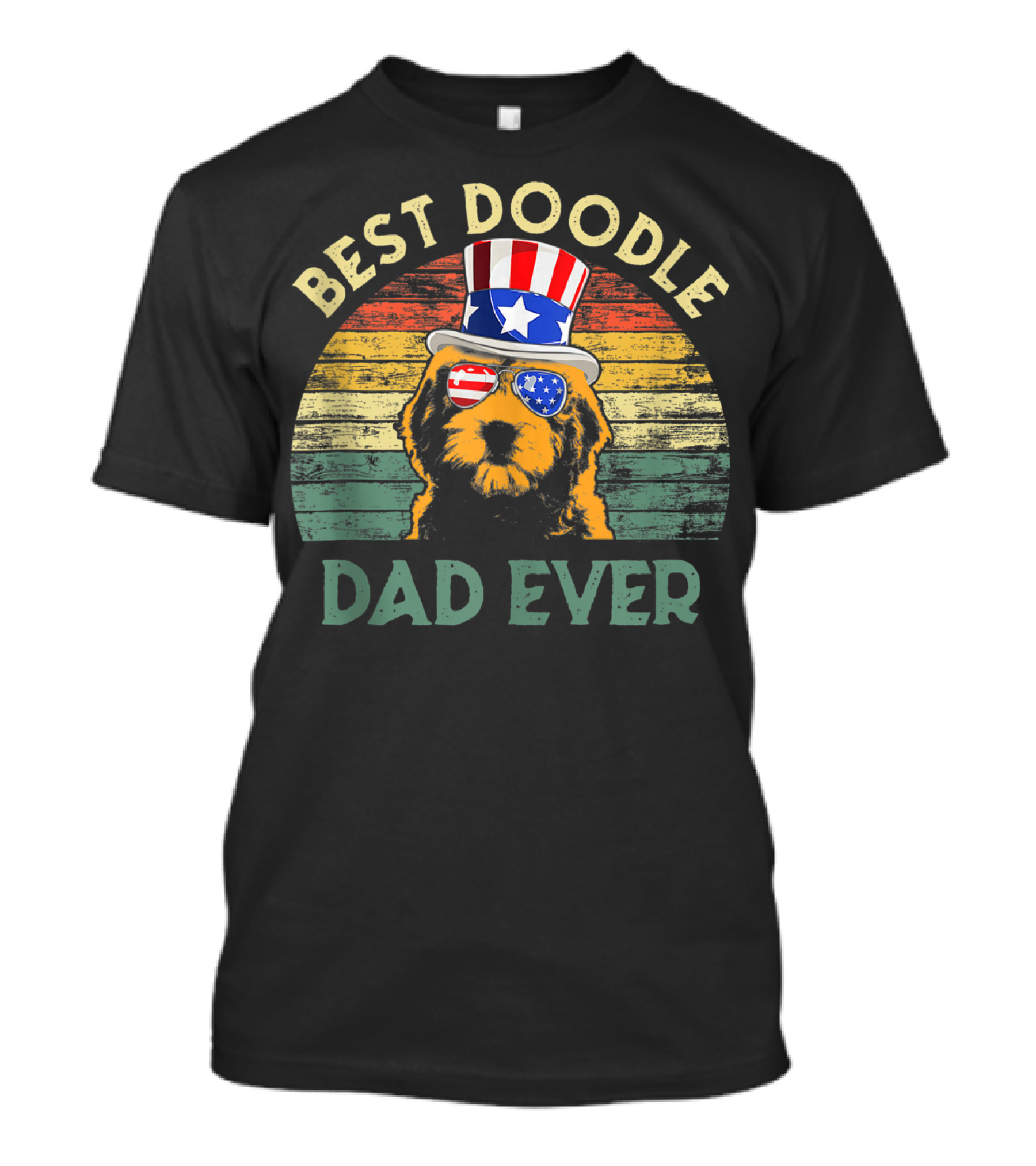 Best Doodle Dad Ever Patriotic Vintage Dog T-Shirt