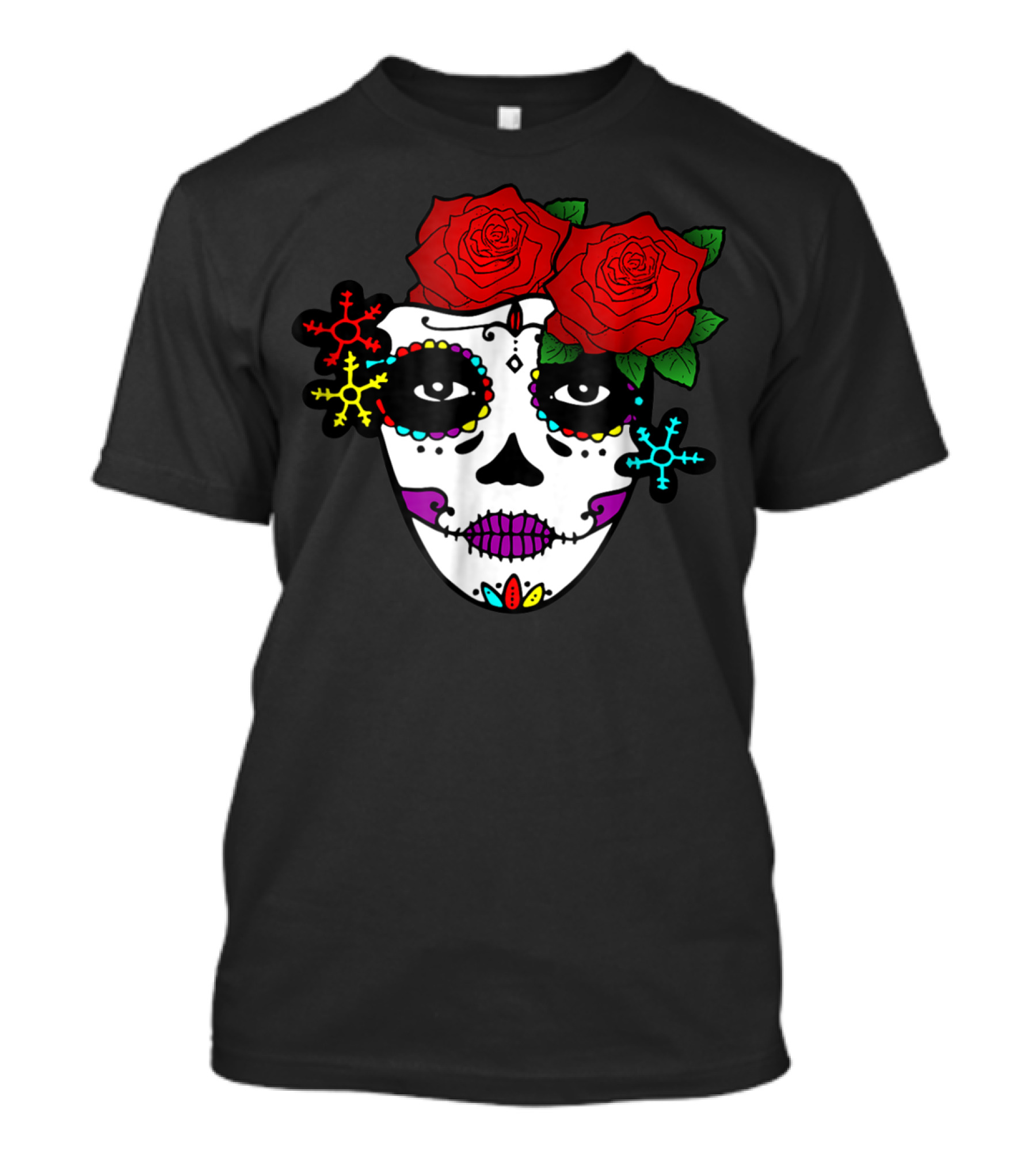 Mexican Day Of The Dead Colorful La Catrina With Roses T-Shirt