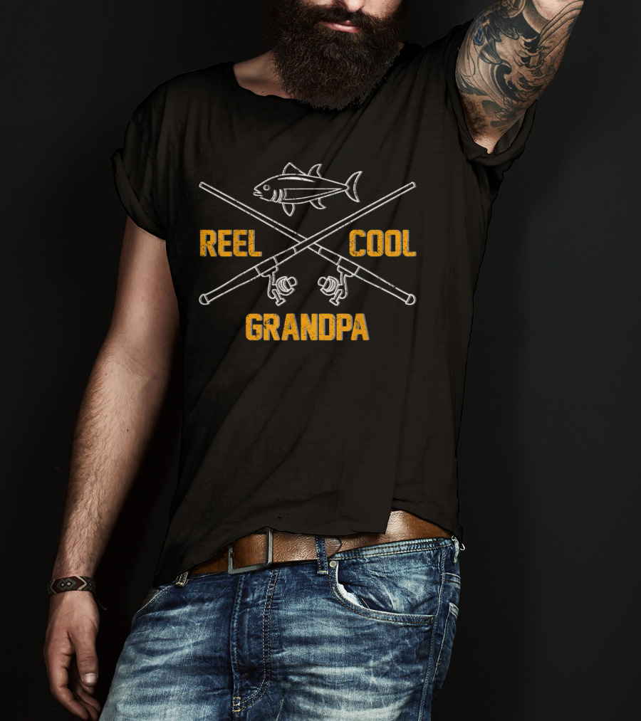 Reel Cool Grandpa Dad Grandpas Funny Fishing T-Shirt