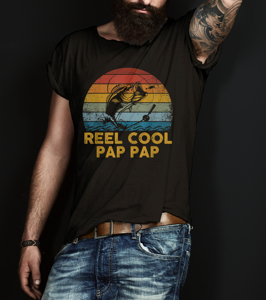 Reel Cool Pap Pap Retro Vintage Fishing T-Shirt