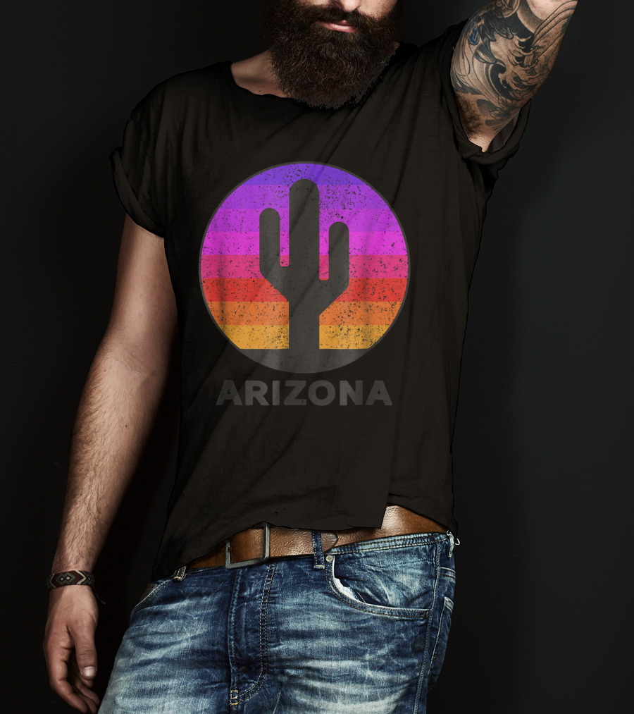 Arizona Saguaro Cactus Vintage Sunset T-Shirt