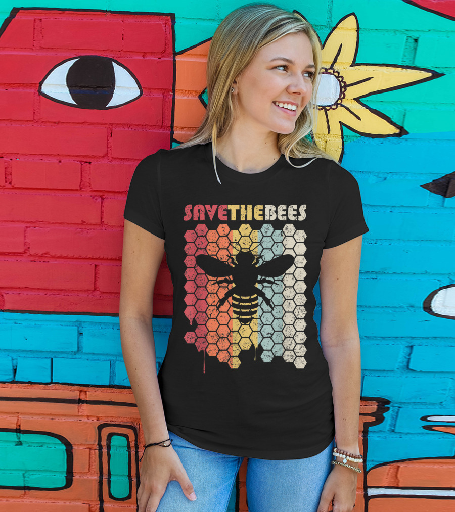 SAVETHEBEES Hexagonal Rainbow T-Shirt