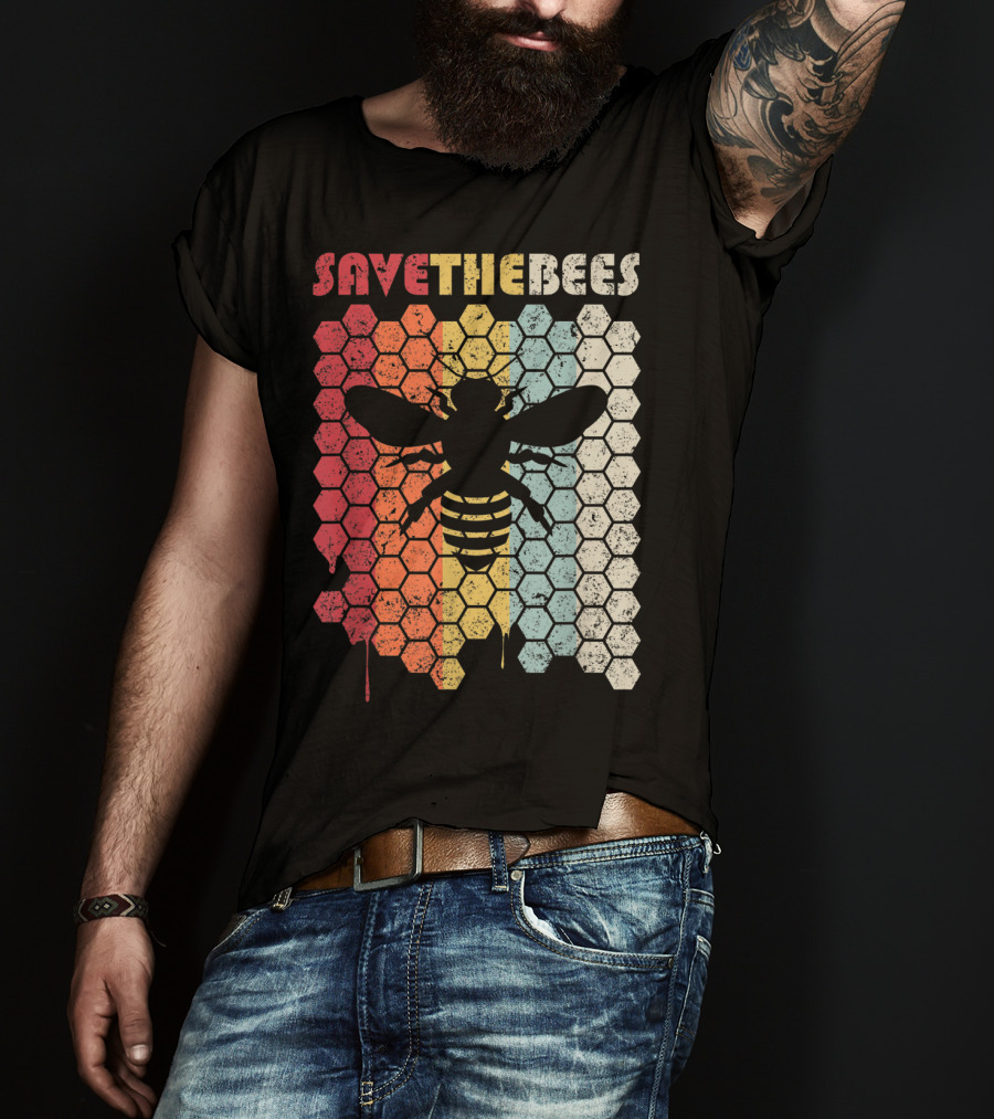 SAVETHEBEES Hexagonal Rainbow T-Shirt