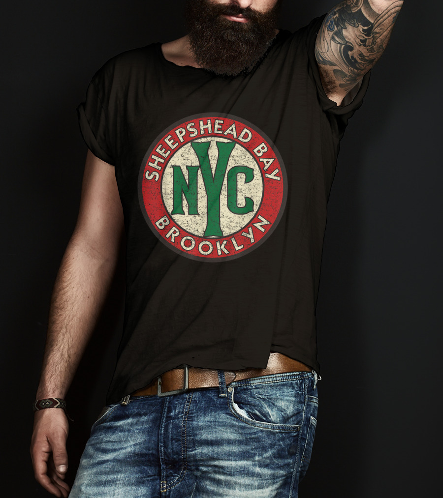 Sheepshead Bay Brooklyn NYC Vintage Distressed Road Sign T-Shirt