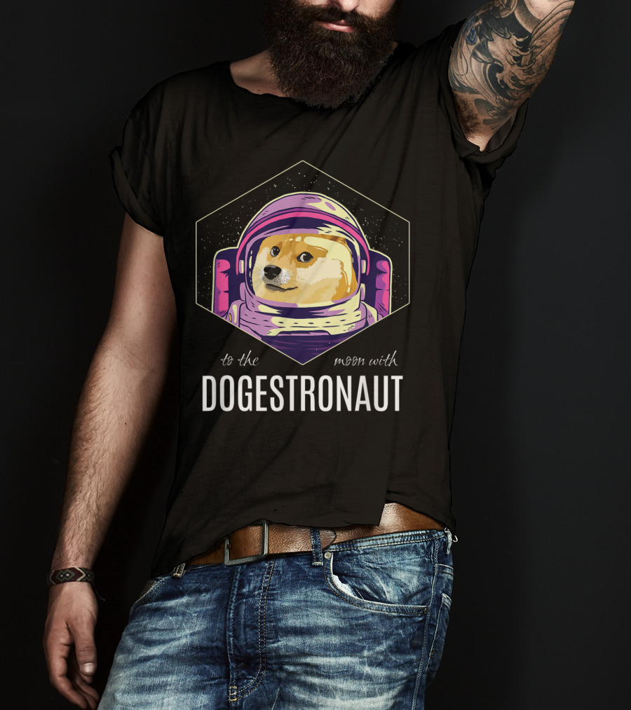 Dogestronaut To The Moon With Dogecoin Crypto T-Shirt