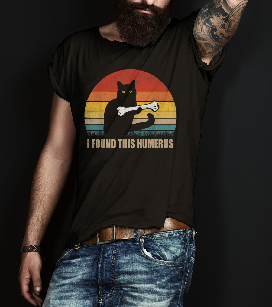 Vintage I Found This Humerus Cat Lover Retro Sunset T-Shirt