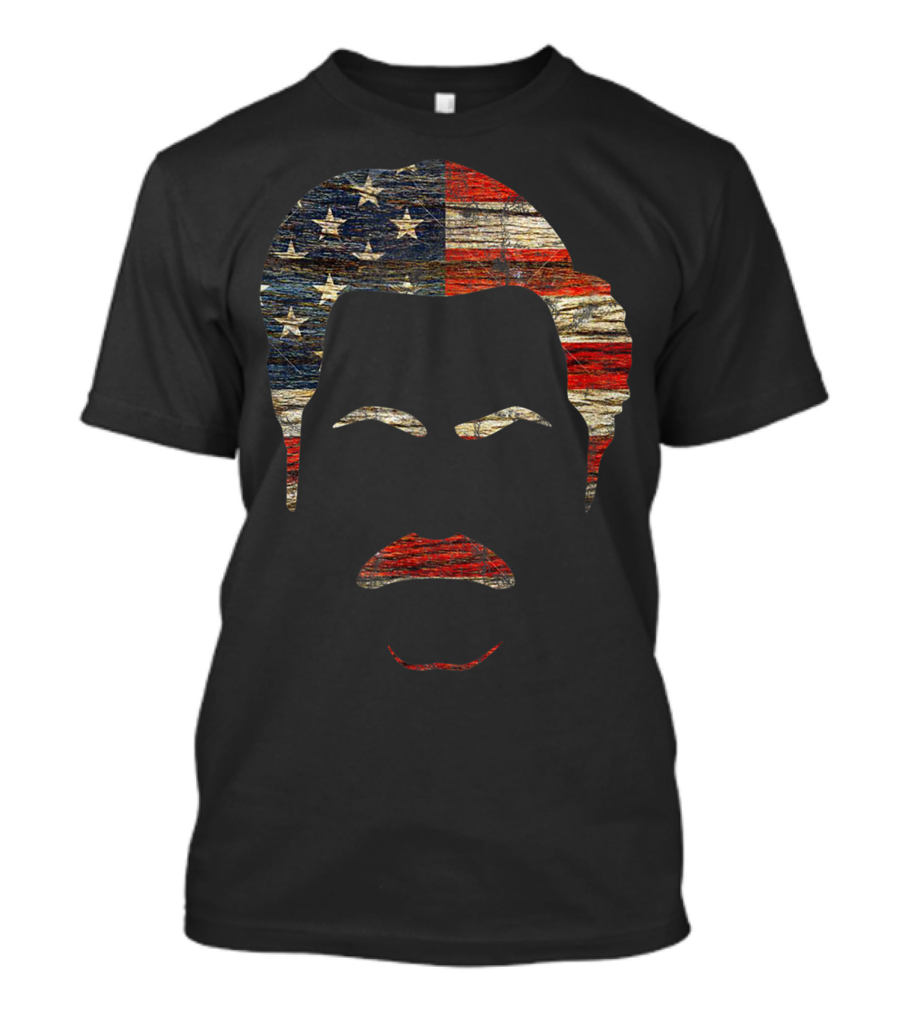 Vintage Wooden American Flag Face T-Shirt