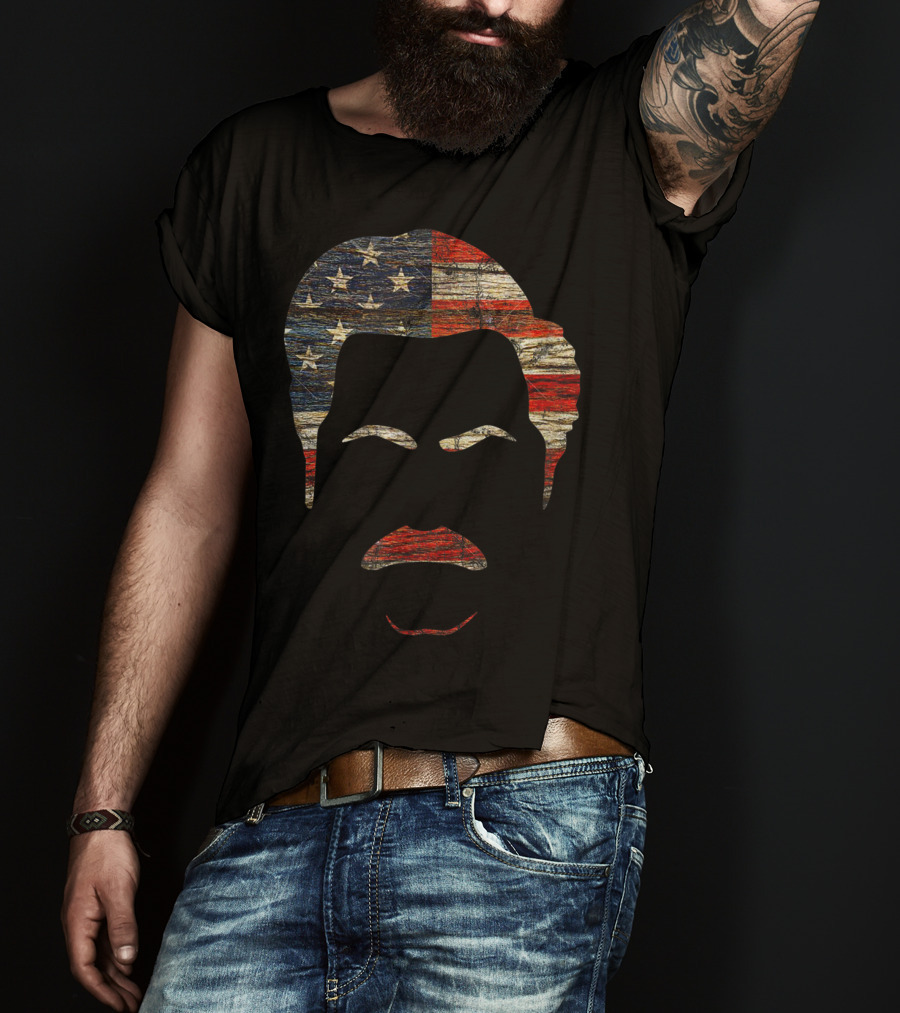 Vintage Wooden American Flag Face T-Shirt