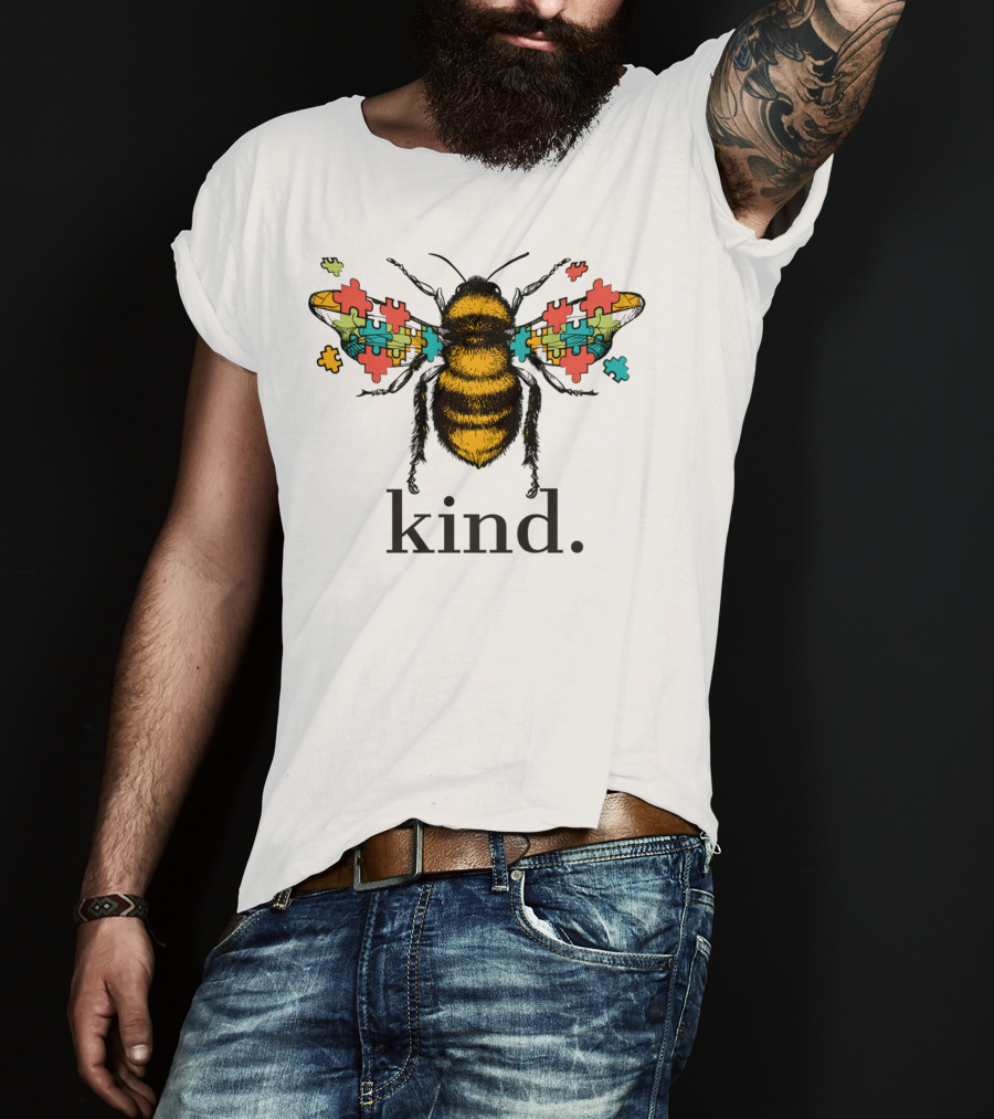 Autism Awareness Kind Bee With Puzzle Piece Wings T-Shirt