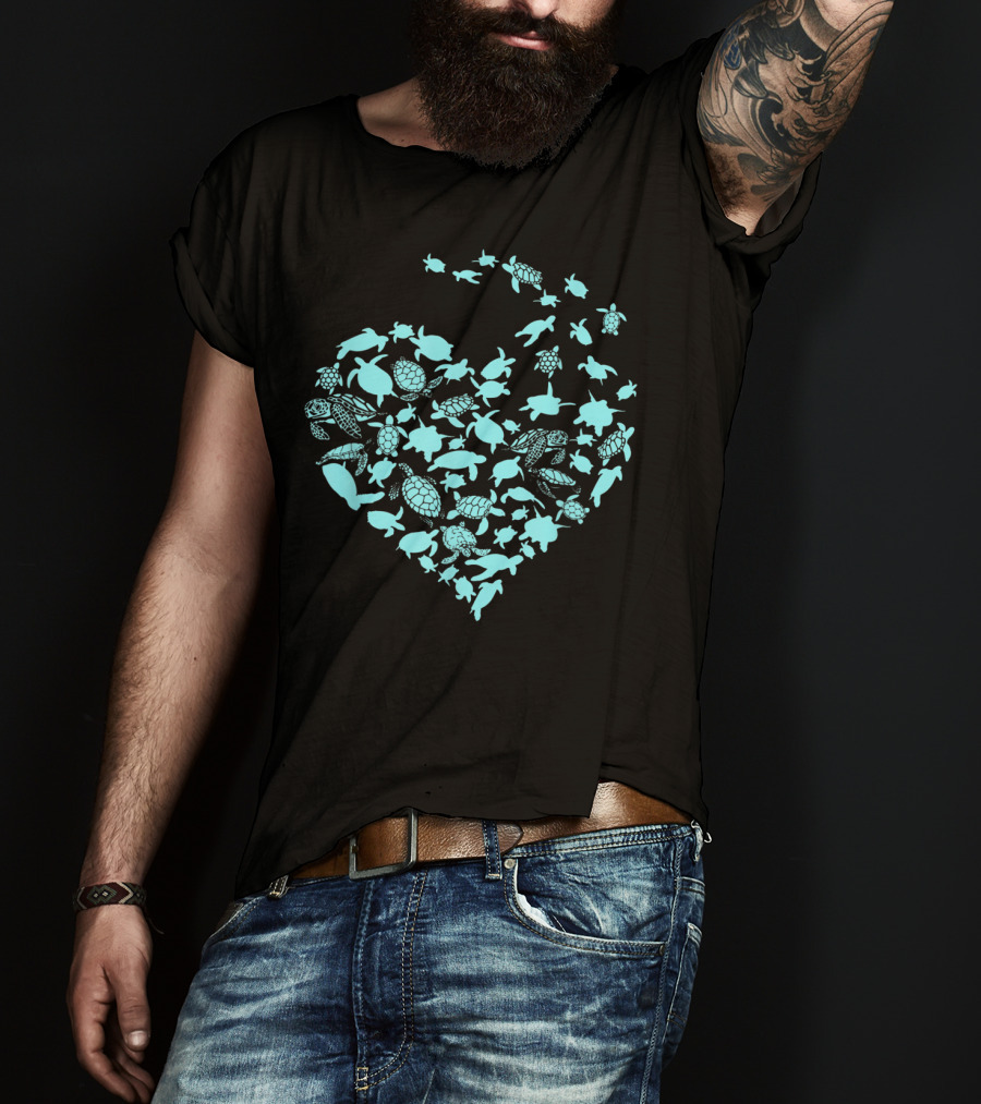 Heart Love Turtles Ocean Blue T-Shirt