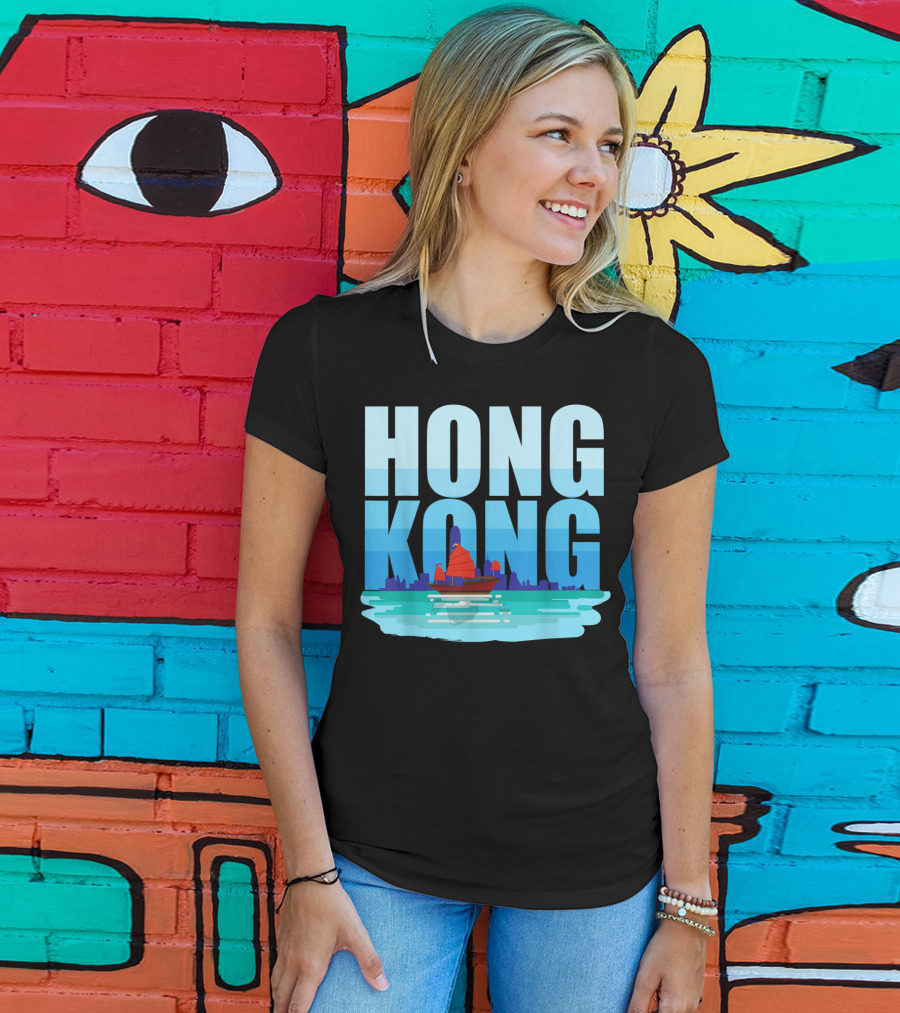 Hong Kong Skyline With Junk Boat HK Lover T-Shirt