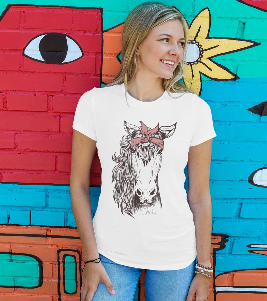 Horse Bandana Illustration For Horseback Riding Enthusiasts T-Shirt