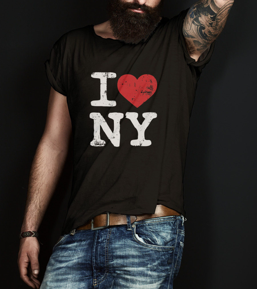 I Love NY Vintage Black Souvenir Tourism T-Shirt