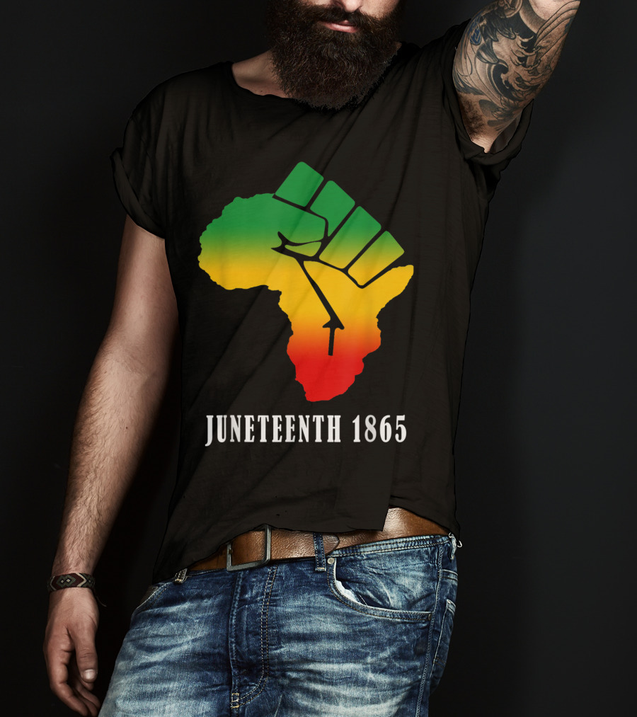 Juneteenth 1865 Ancestors Black African Map American Fist T-Shirt