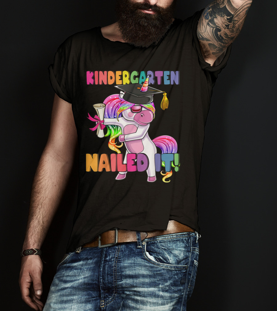 Kindergarten Nailed It Flossing Unicorn Graduation T-Shirt