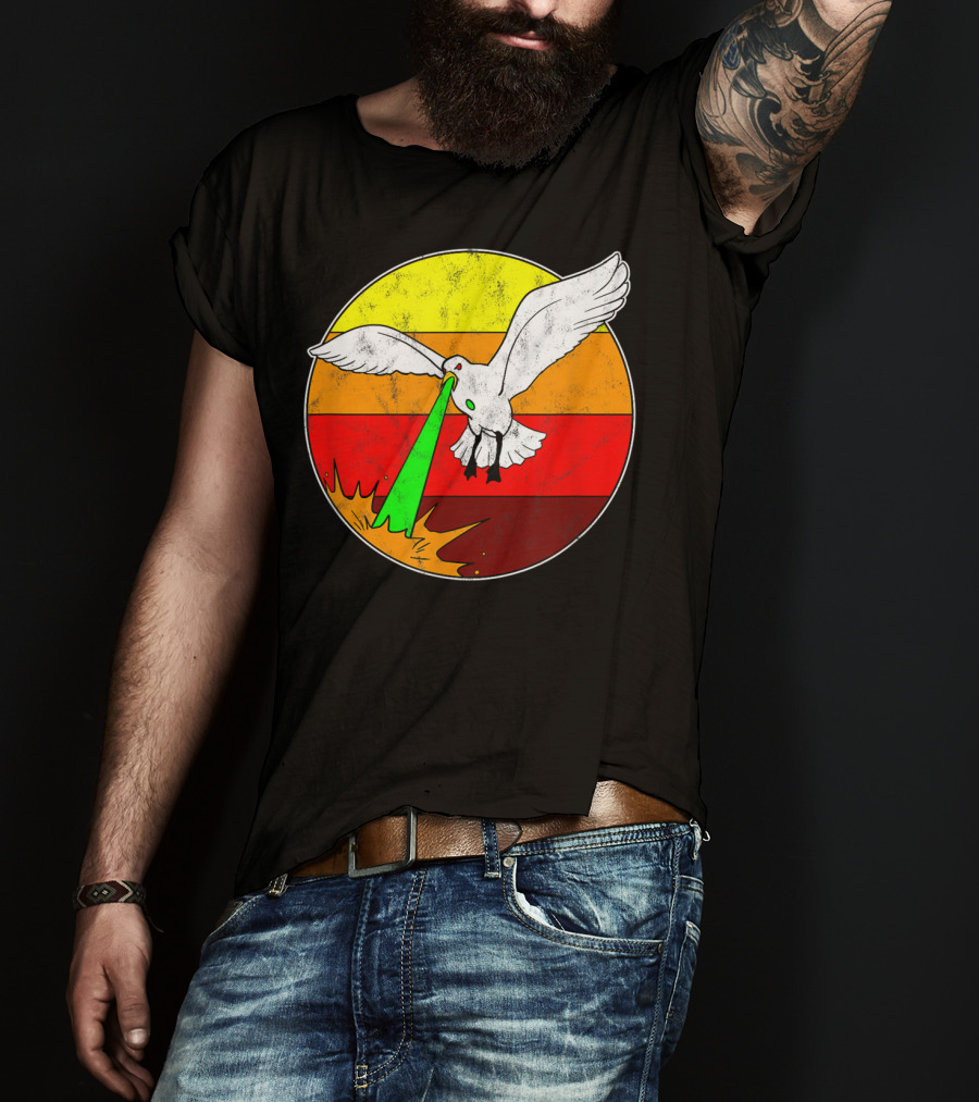 Laser Seagull Retro Sunset Funny Bird T-Shirt
