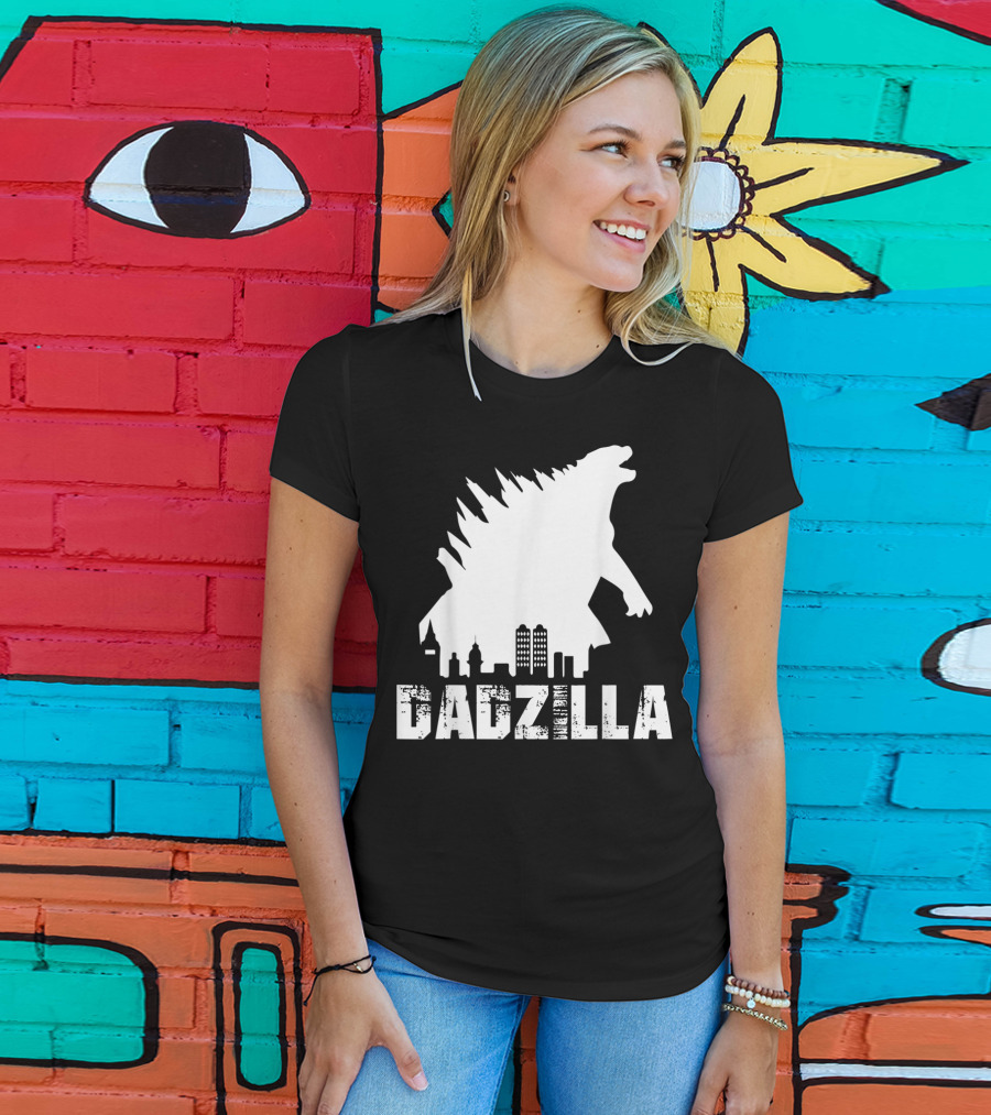 Kidzilla And Dadzilla Funny Matching Fathers City Skyline Monster T-Shirt