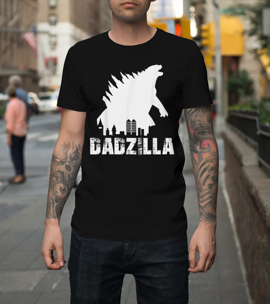 Kidzilla And Dadzilla Funny Matching Fathers City Skyline Monster T-Shirt