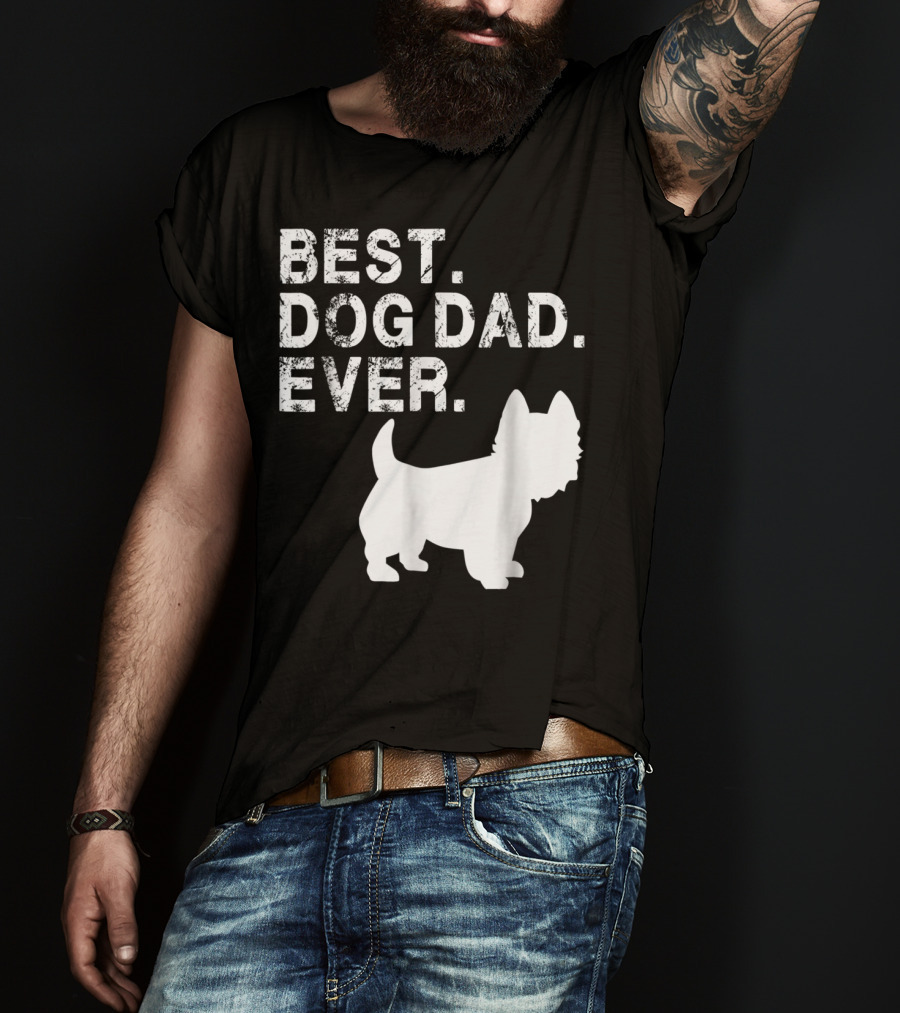 Mens Grunge Best Dog Dad Ever Westie T-Shirt