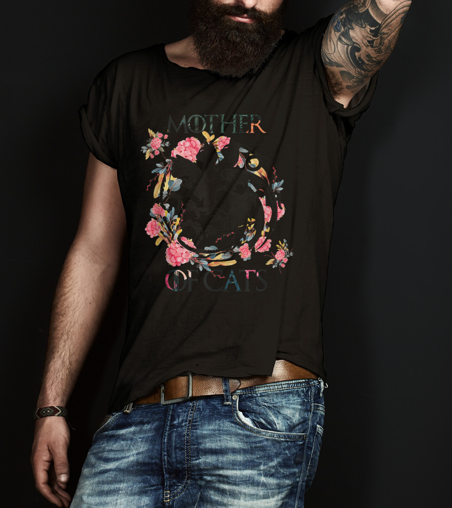 Mother Of Cats Dragon Floral T-Shirt