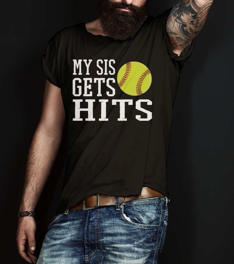 My Sis Gets Hits Softball Brother Sister Bond T-Shirt