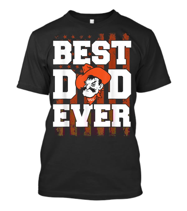 Oklahoma State Cowboys Best Dad Ever OSU Pistol Pete USA Flag T-Shirt