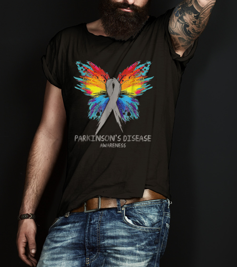 PARKINSON'S DISEASE Awareness Butterfly Rainbow T-Shirt