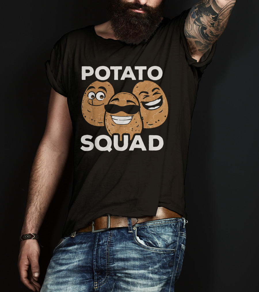 Potato Squad Cute Funny Potato Lover Smiling Cartoon Faces T-Shirt