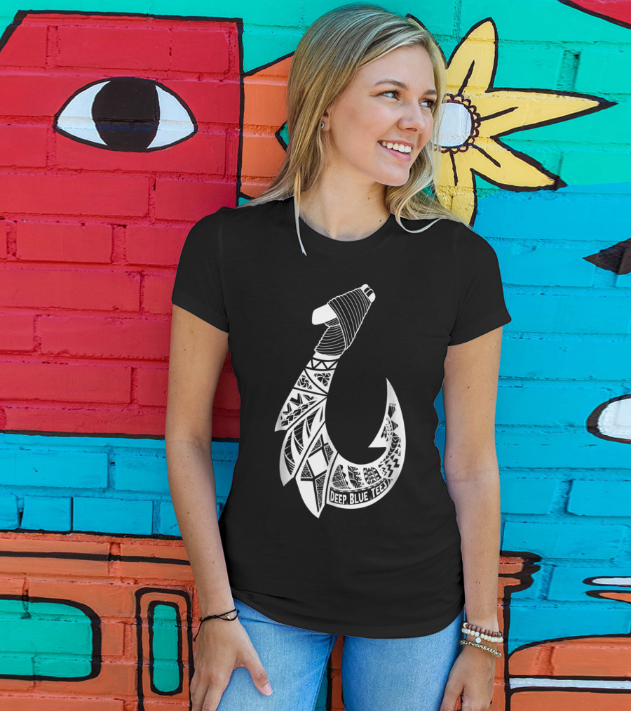 Tribal Hawaiian Hook By Deep Blue T-Shirt