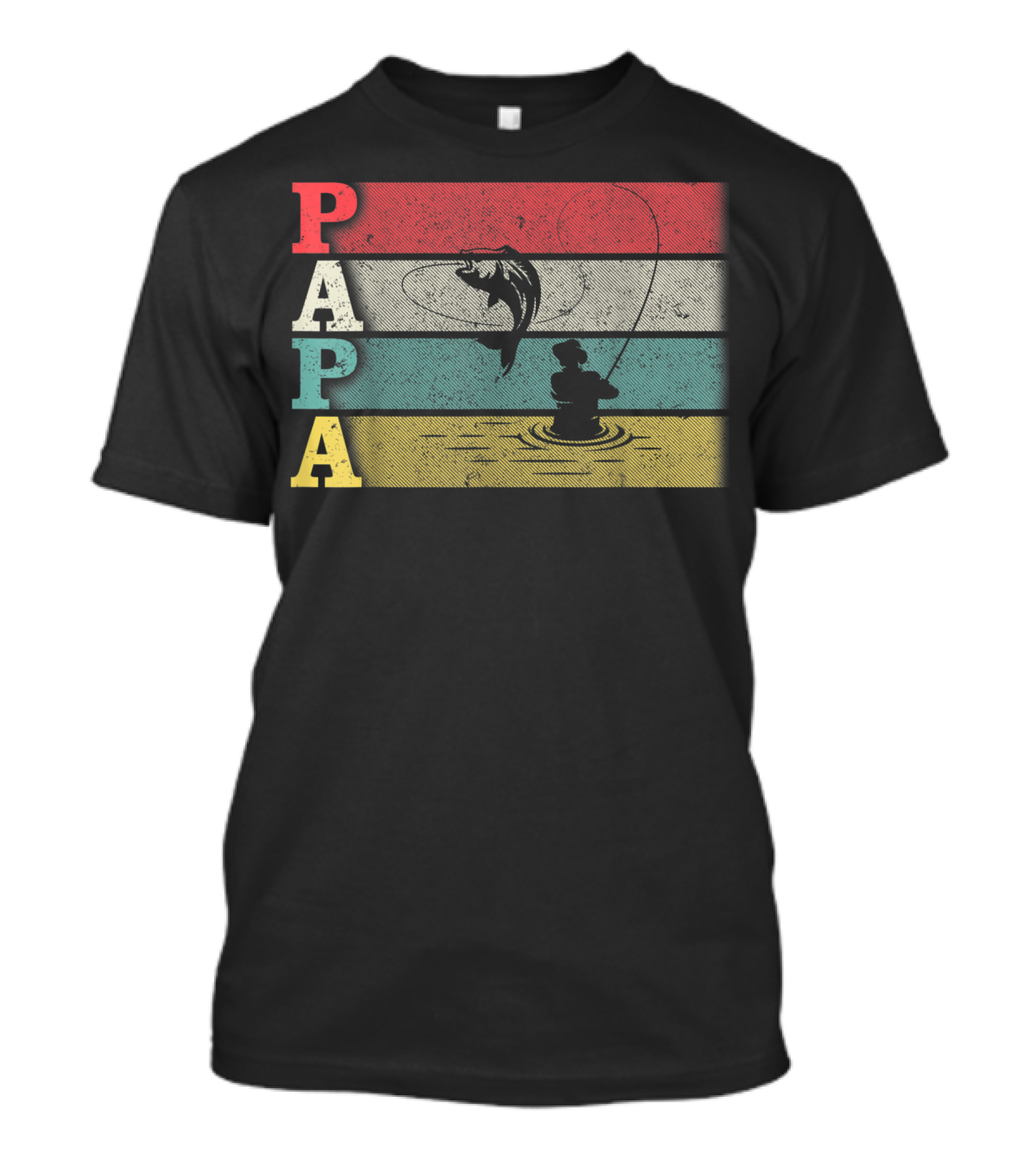 Vintage Fishing Papa Funny Dad Retro Father's Day T-Shirt