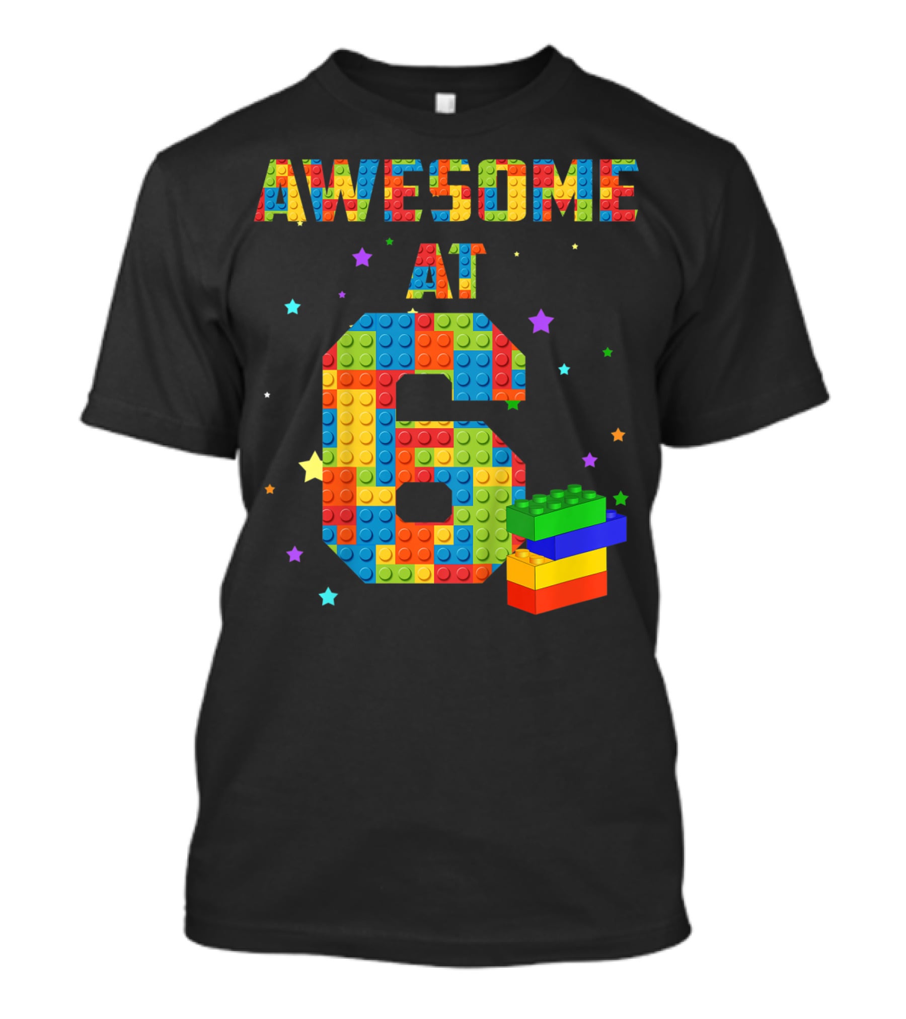 Awesome At 6 Building Blocks Birthday T-Shirt
