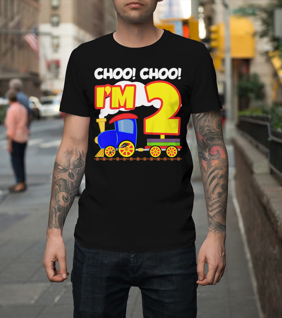 Choo Choo I'm 2 Year Old Train Birthday Toddler Fun T-Shirt