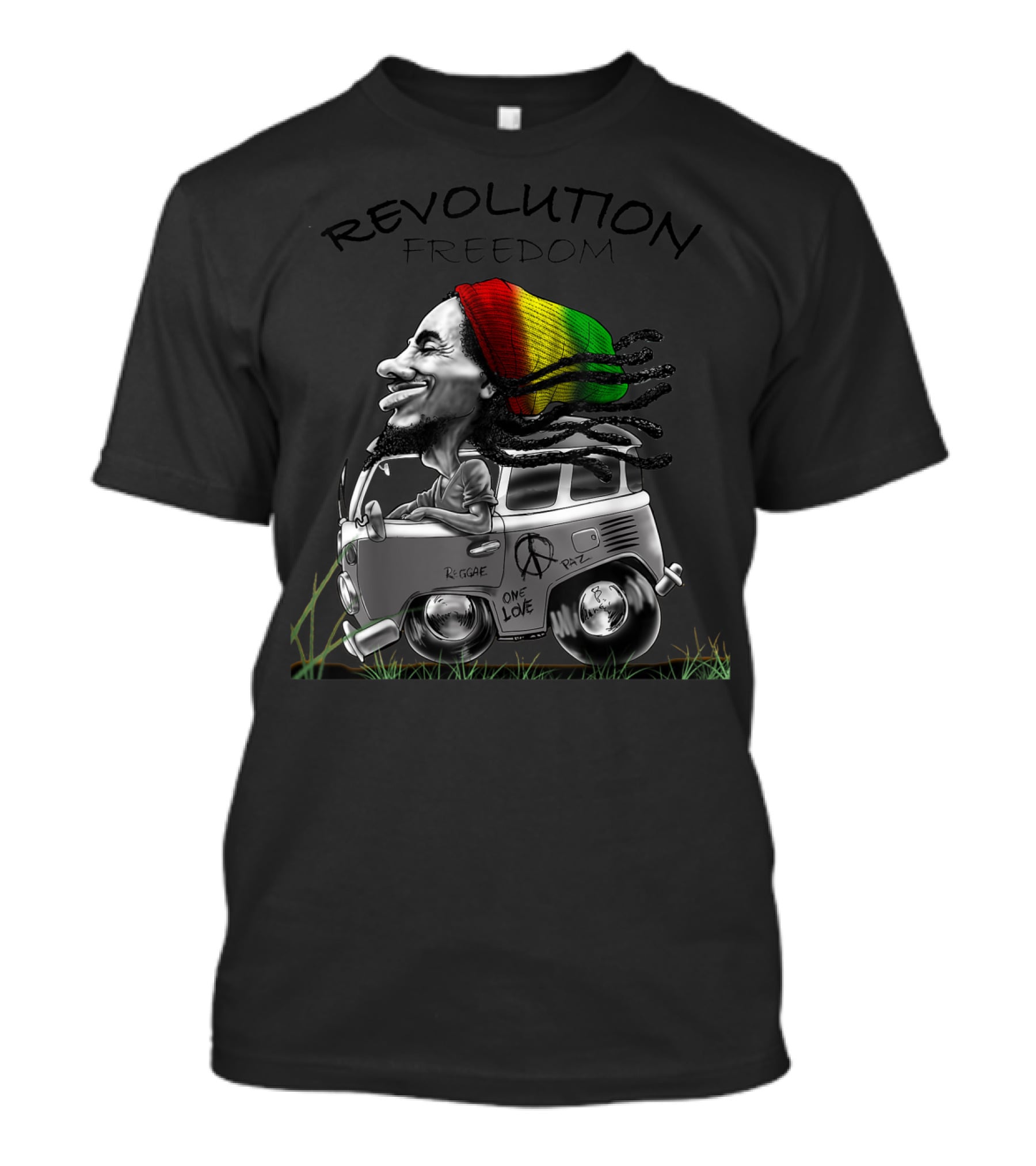 Revolution Freedom Rasta Reggae One Love Marley Peace Bus Bob Lover T-Shirt
