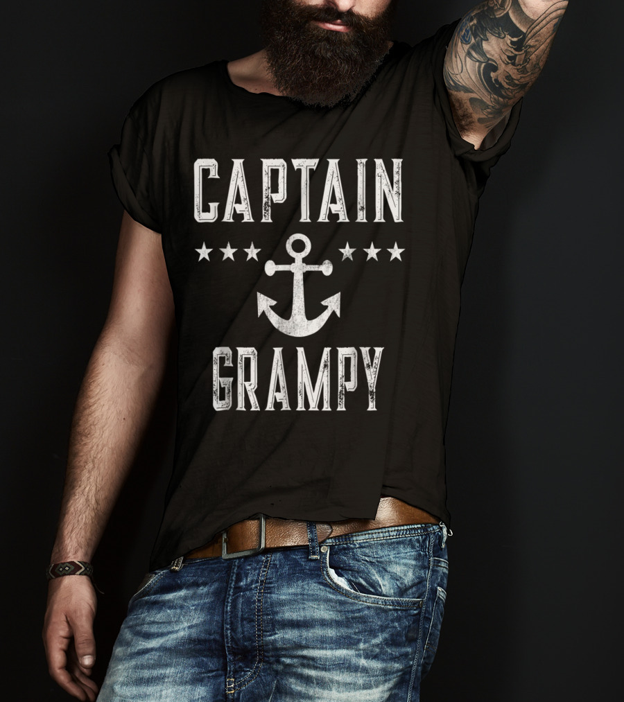 Captain Grampy Vintage Anchor Stars Family Cruise T-Shirt