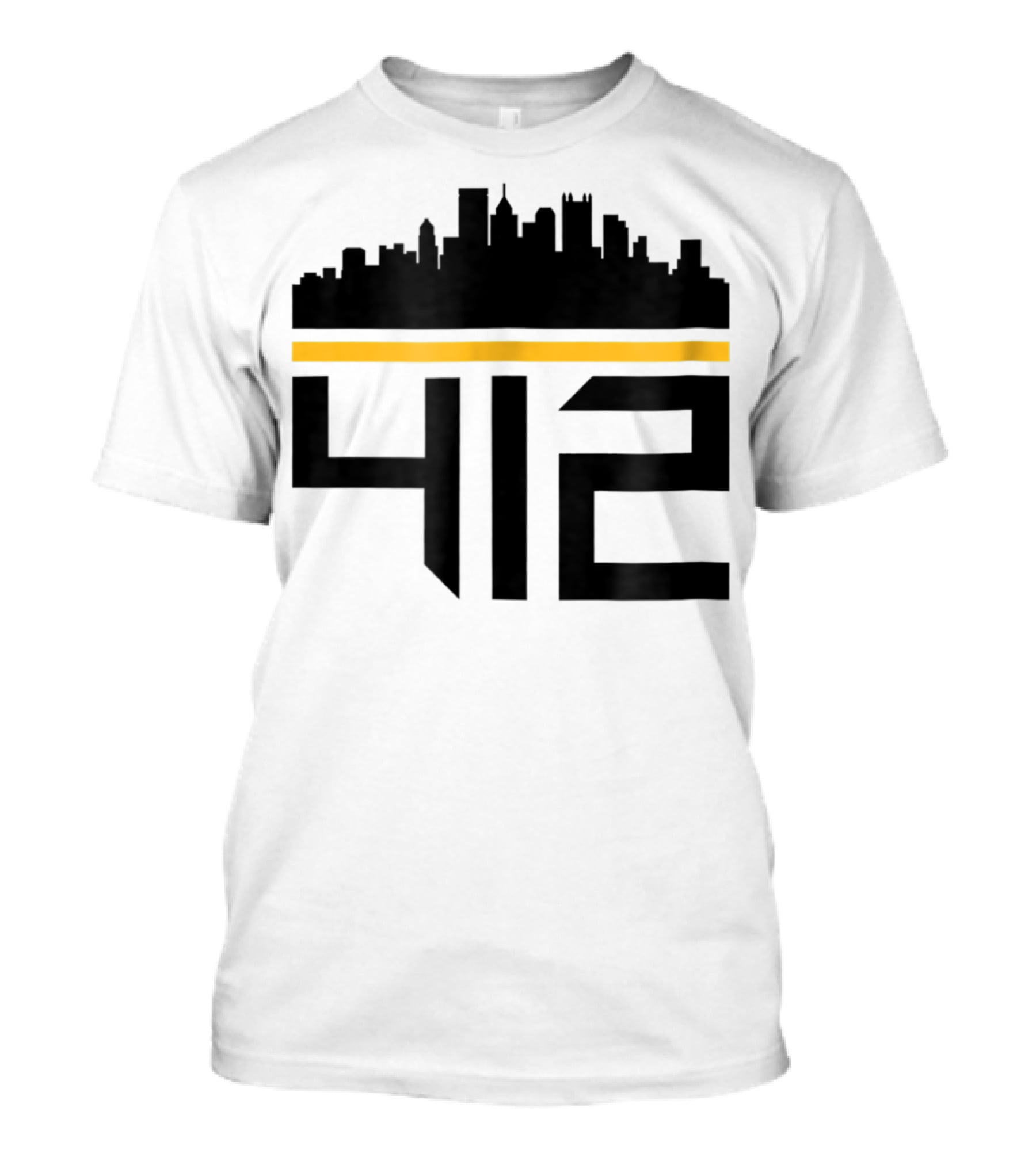 Pittsburgh Skyline 412 Steel City Black And Gold T-Shirt