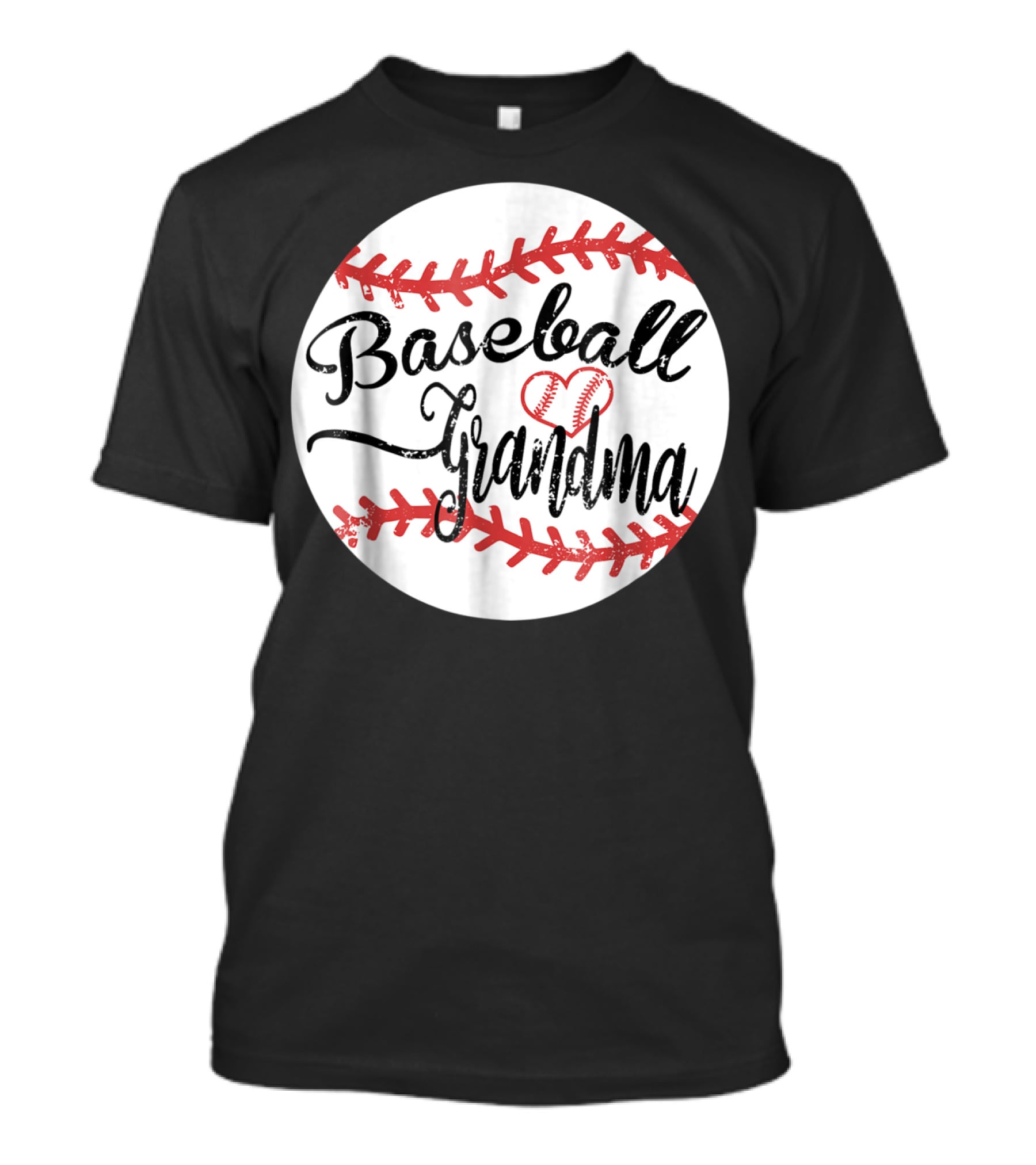 Baseball Grandma With Heart Stitching Baseball T-Shirt
