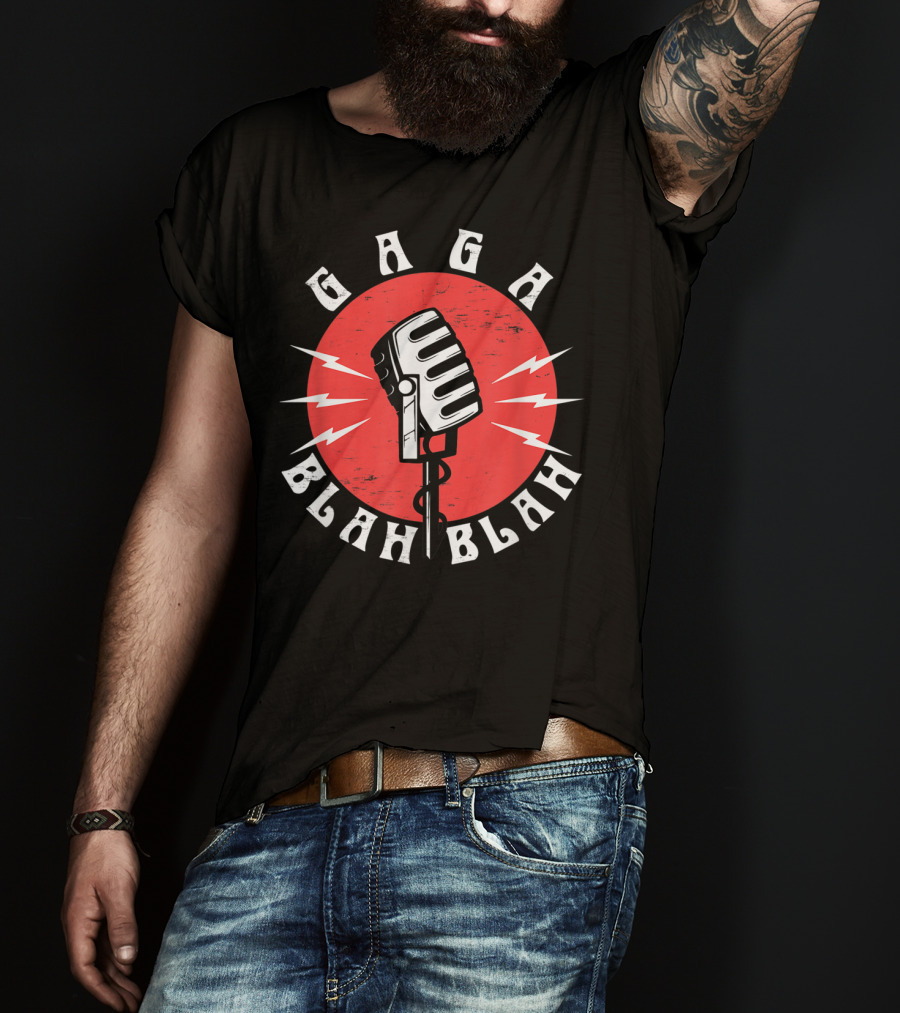 GAGA BLAH BLAH Vintage Microphone Red Circle T-Shirt