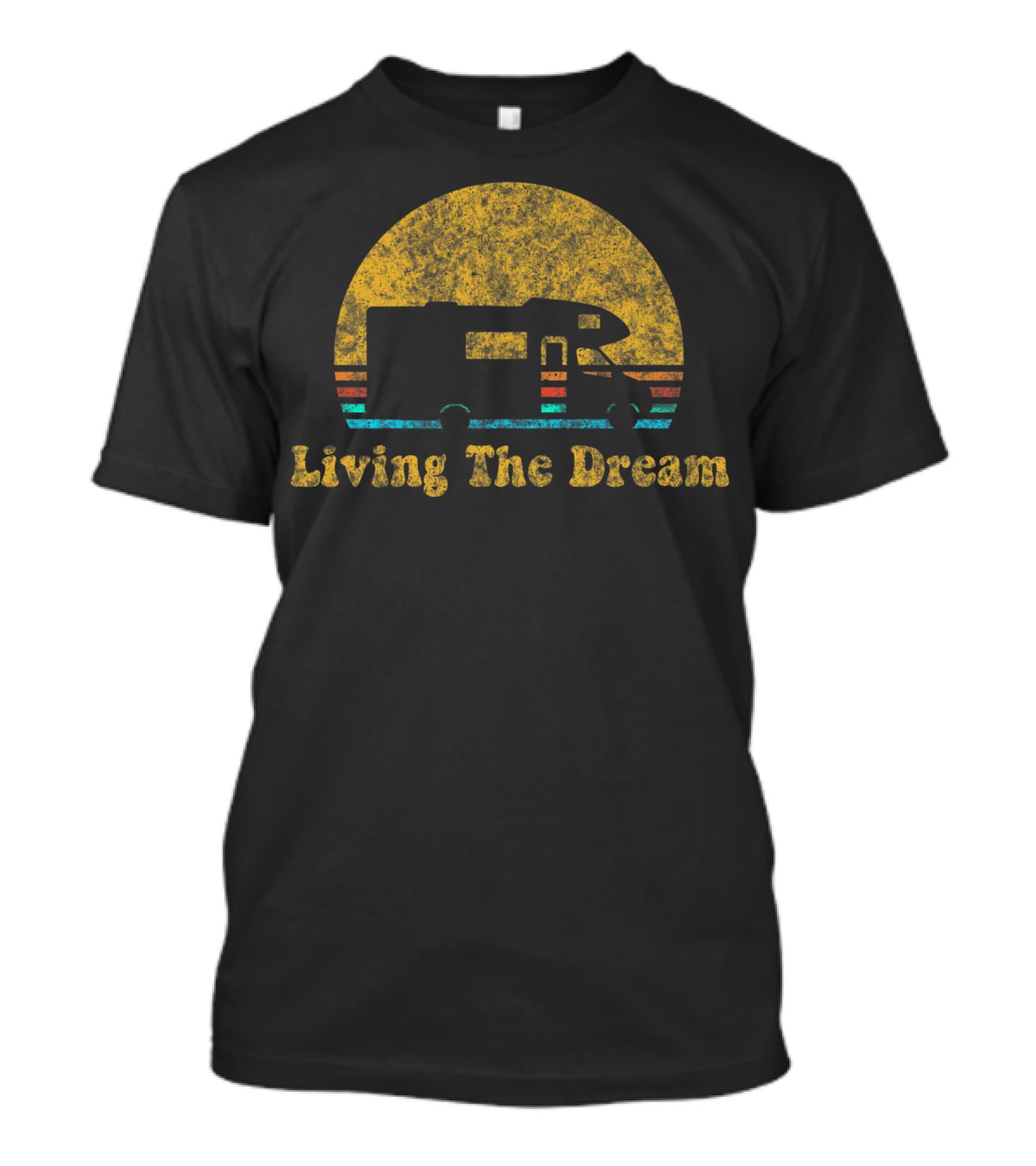 Living The Dream Retro Sunset RV Camping T-Shirt