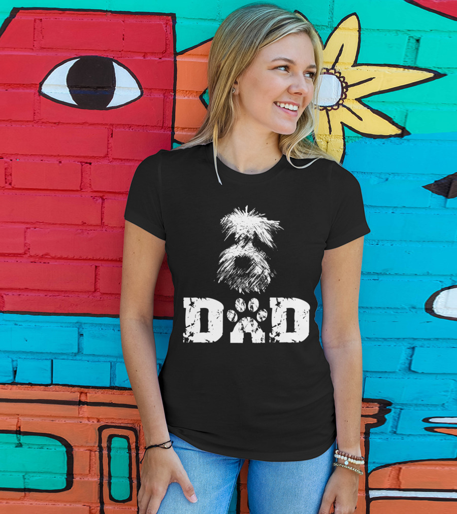 Sheepadoodle Dad Doodle Dog Paw Prints T-Shirt