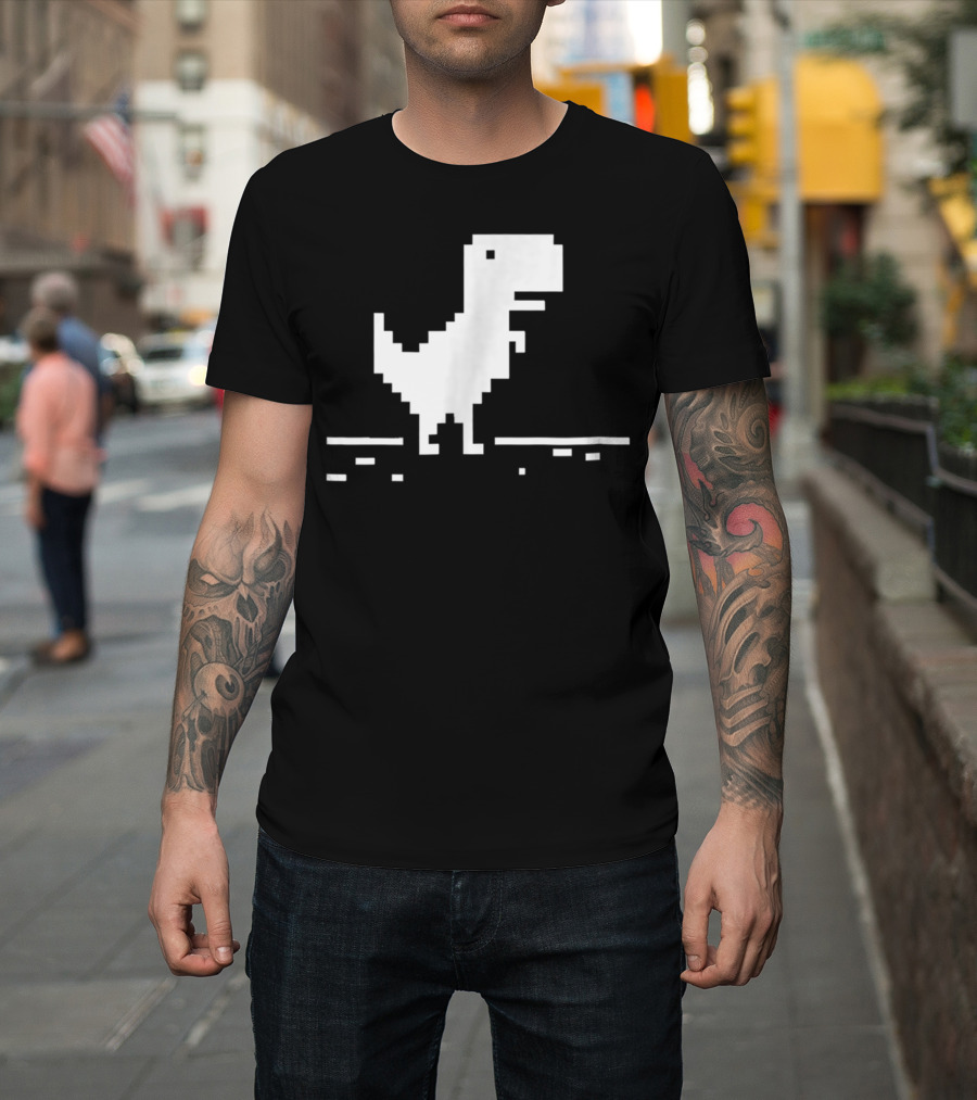 T Rex Pixel Dinosaur No Internet Game T-Shirt