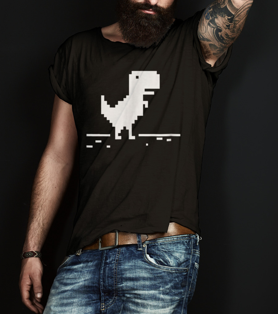 T Rex Pixel Dinosaur No Internet Game T-Shirt