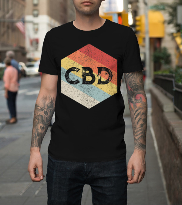 Shirt: Vintage CBD Retro Hexagon Distressed Stripes T-Shirt Vintage CBD Retro Hexagon Distressed Stripes T-Shirt