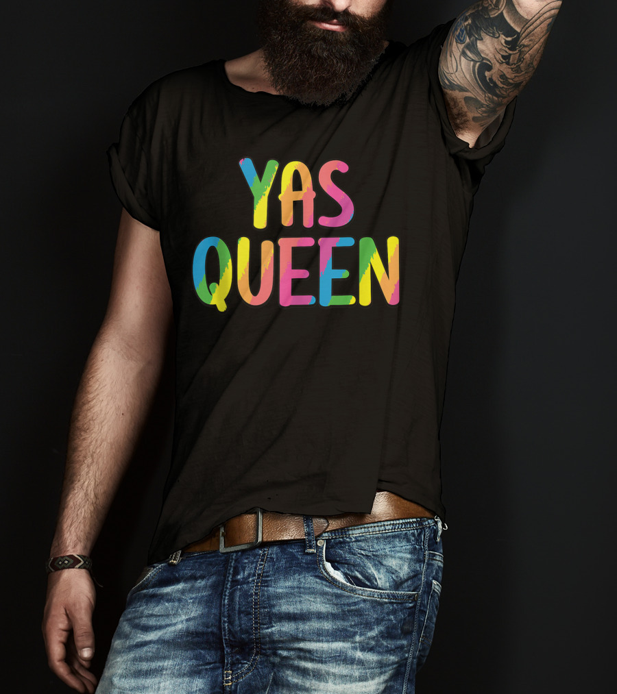 Yas Queen Colorful Pride Letters T-Shirt