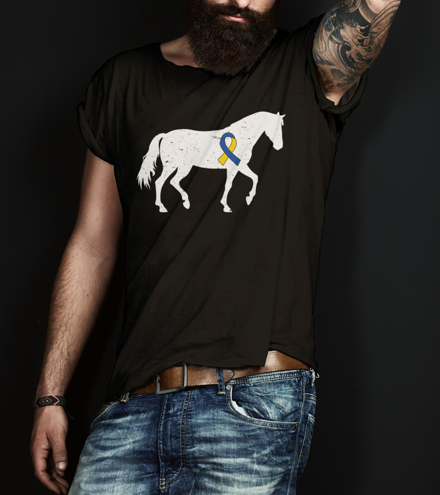 Horse Down Syndrome Awareness Blue Yellow T-Shirt