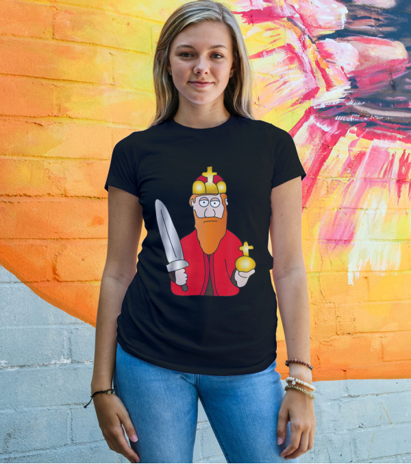 Funny King Barbarossa Cartoon Holding Sword And Orb Knights T-Shirt